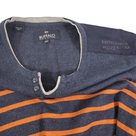 Buffalo David Bitton Men's V-Neck Dark Blue Pullover Sweater - Size XL - Picture 3 of 11